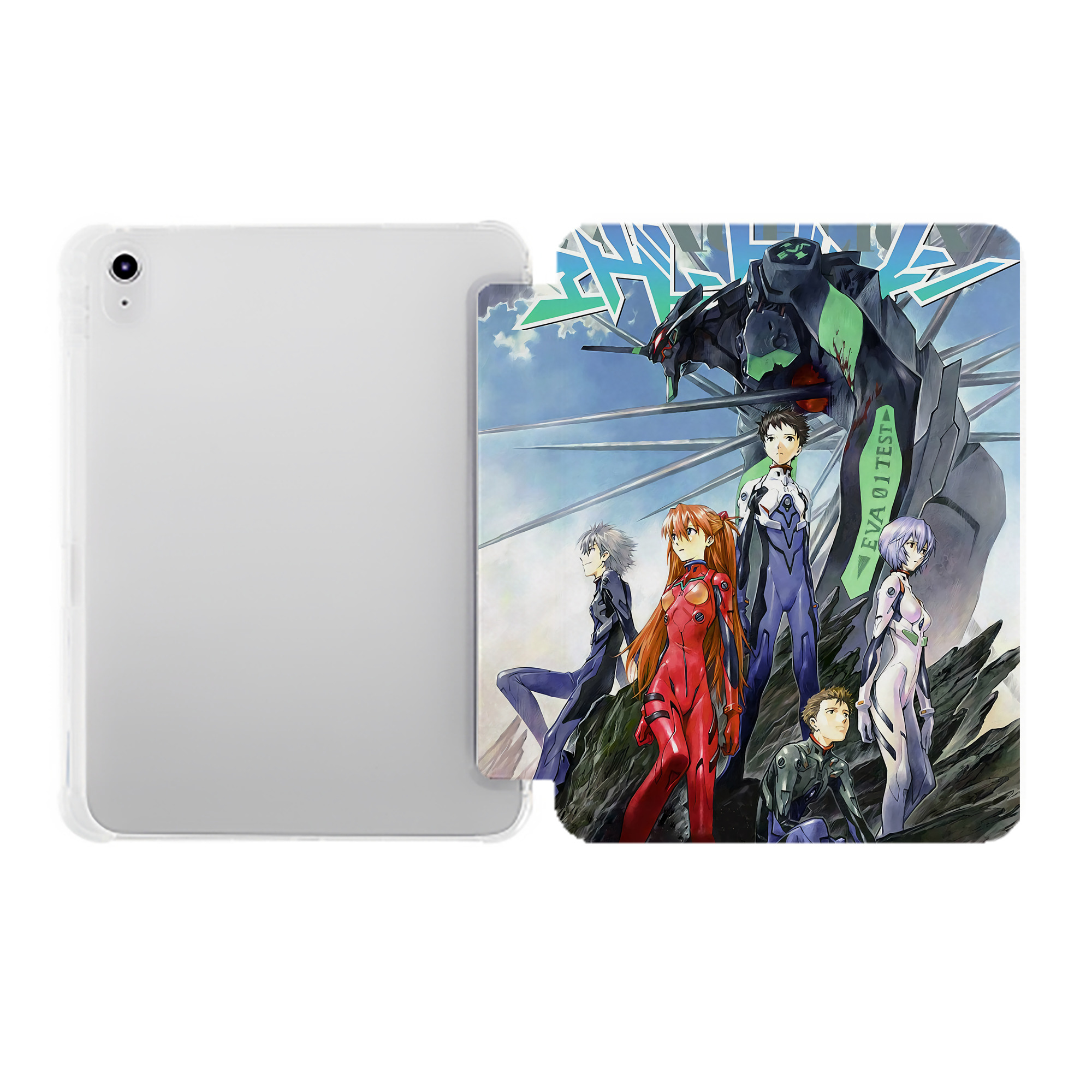 （画像用） EVA 新世紀エヴァンゲリオン IPad ケース ペン収納付き 三つ折りスタンド PUレザー×シリコン 対応機種9.5/10.5/10.9インチ